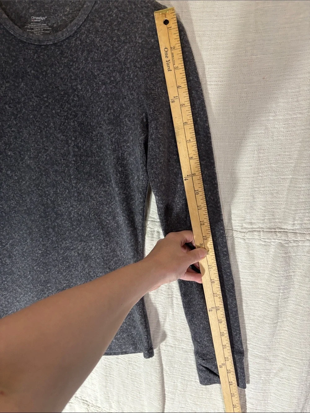 Cuddl Duds Fleecewear with Stretch Long Sleeve Crew Top Charcoal Heather Small